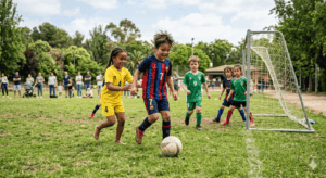 bambini giocano a calcio